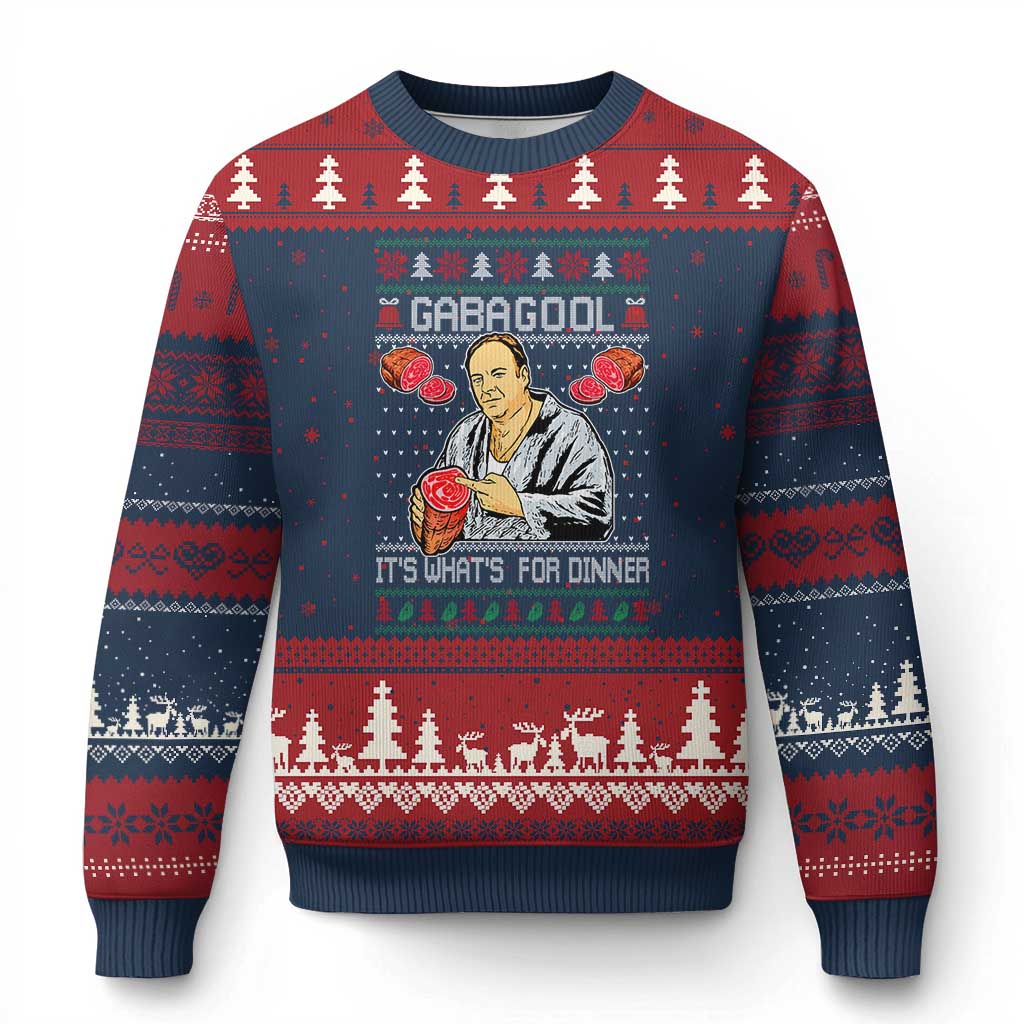 Funny Xmas Mafia Ugly Christmas Sweater Gabagool It Is Whats For Dinner Gangster Movie - Wonder Print Shop