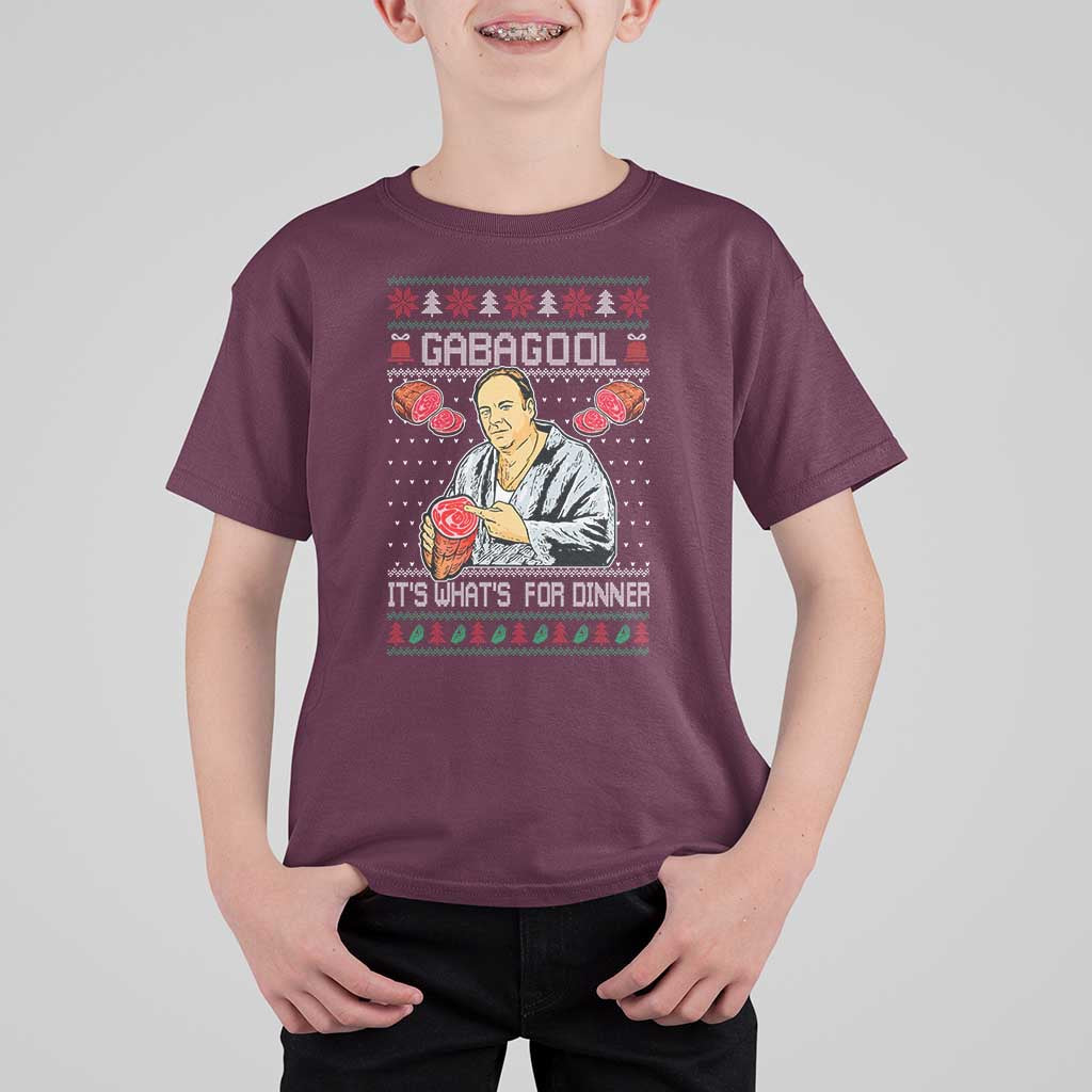 Funny Christmas Mafia T Shirt For Kid Gabagool It Is Whats For Dinner Gangster Movie - Wonder Print Shop