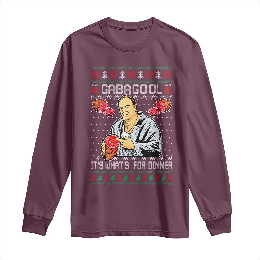 Funny Christmas Mafia Long Sleeve Shirt Gabagool It Is Whats For Dinner Gangster Movie - Wonder Print Shop