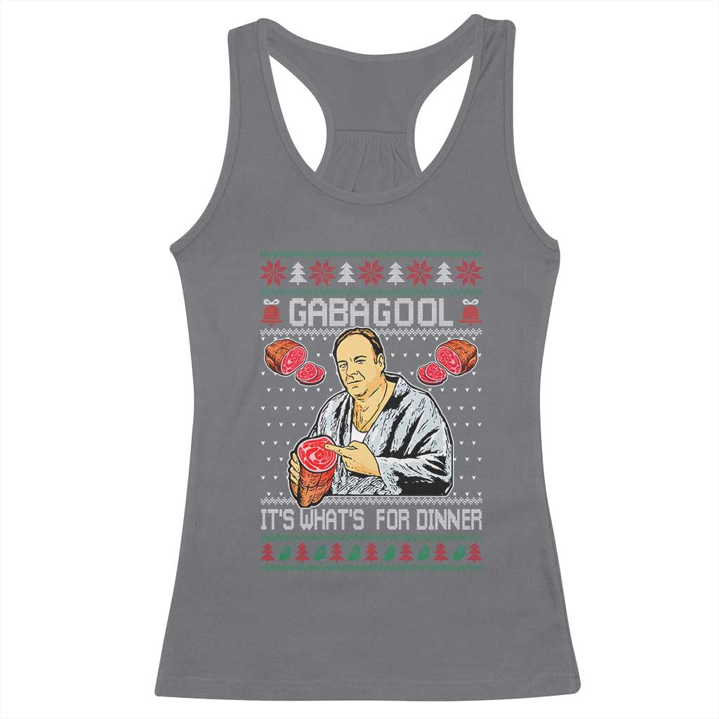 Funny Christmas Mafia Racerback Tank Top Gabagool It Is Whats For Dinner Gangster Movie - Wonder Print Shop