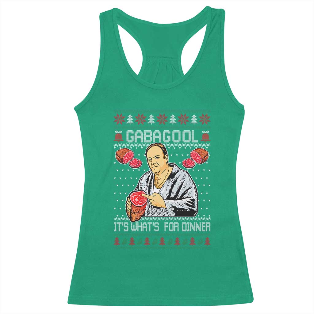 Funny Christmas Mafia Racerback Tank Top Gabagool It Is Whats For Dinner Gangster Movie - Wonder Print Shop