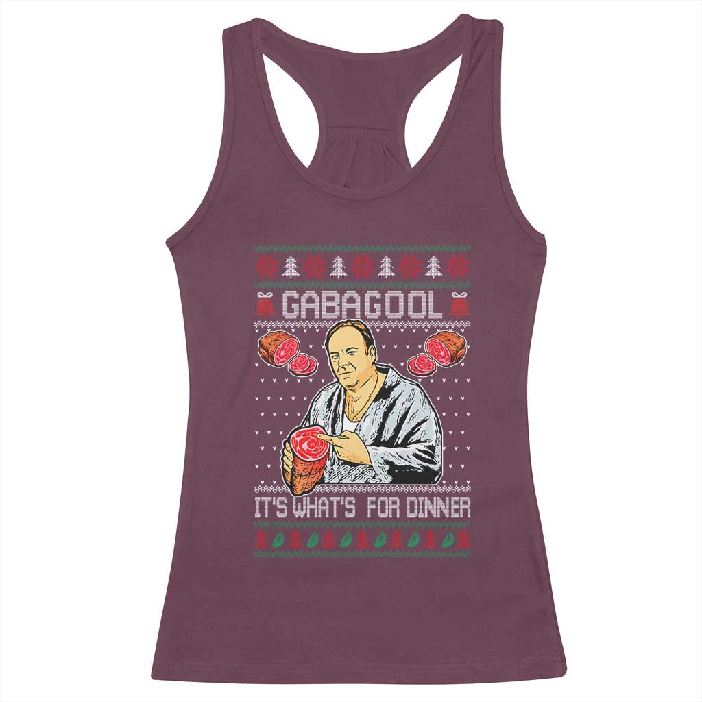 Funny Christmas Mafia Racerback Tank Top Gabagool It Is Whats For Dinner Gangster Movie - Wonder Print Shop