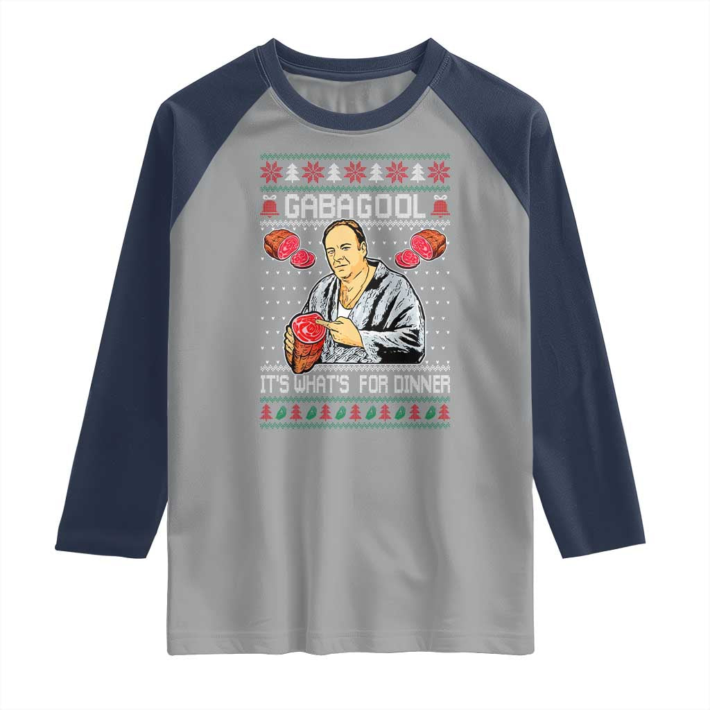 Funny Christmas Mafia Raglan Shirt Gabagool It Is Whats For Dinner Gangster Movie - Wonder Print Shop
