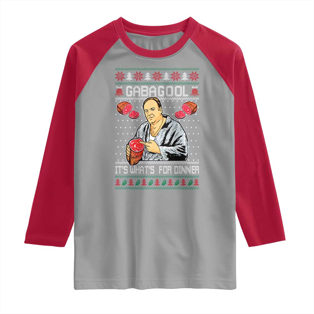 Funny Christmas Mafia Raglan Shirt Gabagool It Is Whats For Dinner Gangster Movie - Wonder Print Shop