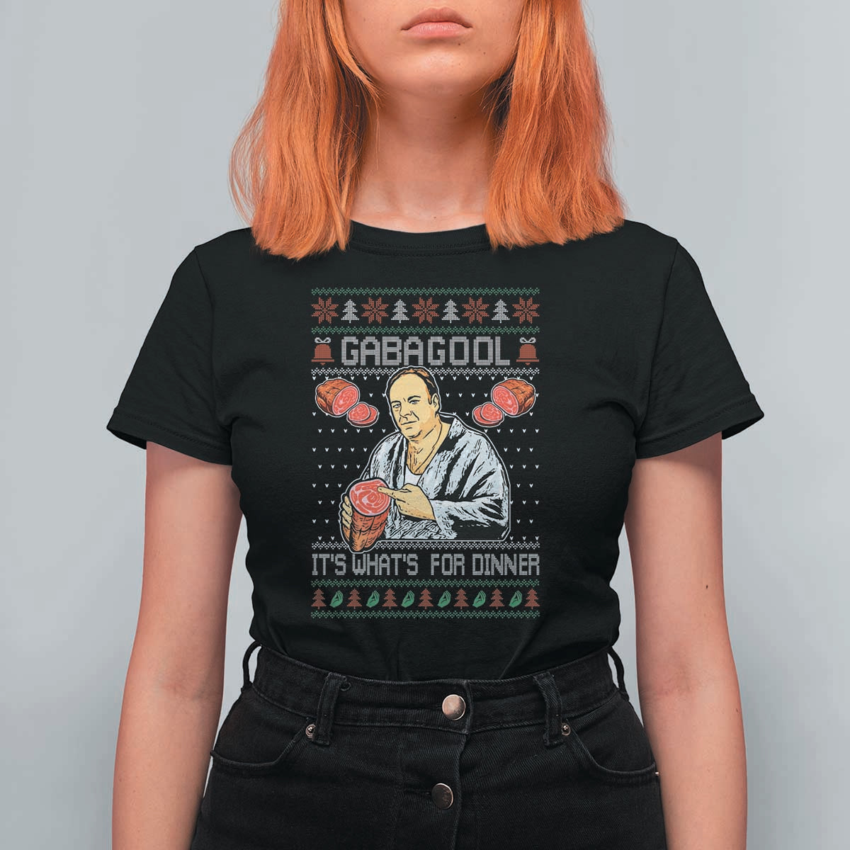 Funny Christmas Mafia T Shirt For Women Gabagool It Is Whats For Dinner Gangster Movie - Wonder Print Shop