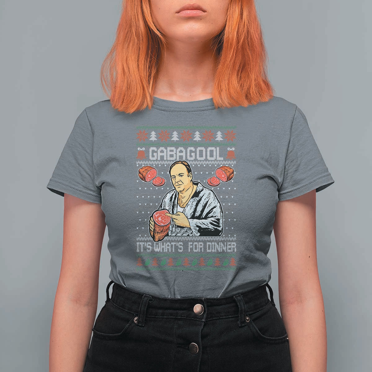 Funny Christmas Mafia T Shirt For Women Gabagool It Is Whats For Dinner Gangster Movie - Wonder Print Shop
