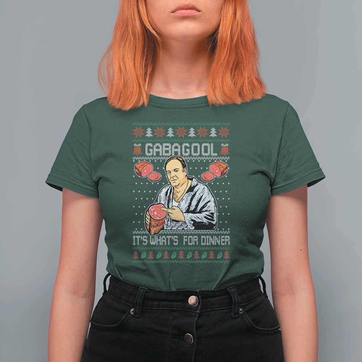 Funny Christmas Mafia T Shirt For Women Gabagool It Is Whats For Dinner Gangster Movie - Wonder Print Shop