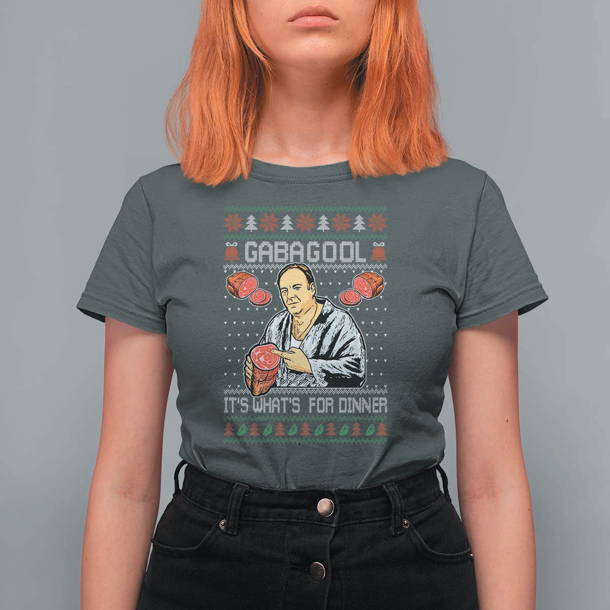 Funny Christmas Mafia T Shirt For Women Gabagool It Is Whats For Dinner Gangster Movie - Wonder Print Shop