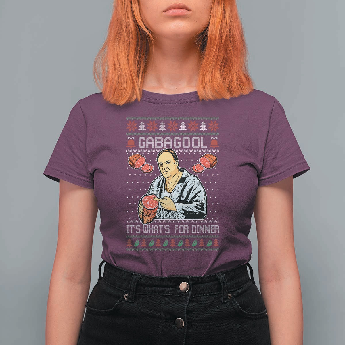 Funny Christmas Mafia T Shirt For Women Gabagool It Is Whats For Dinner Gangster Movie - Wonder Print Shop
