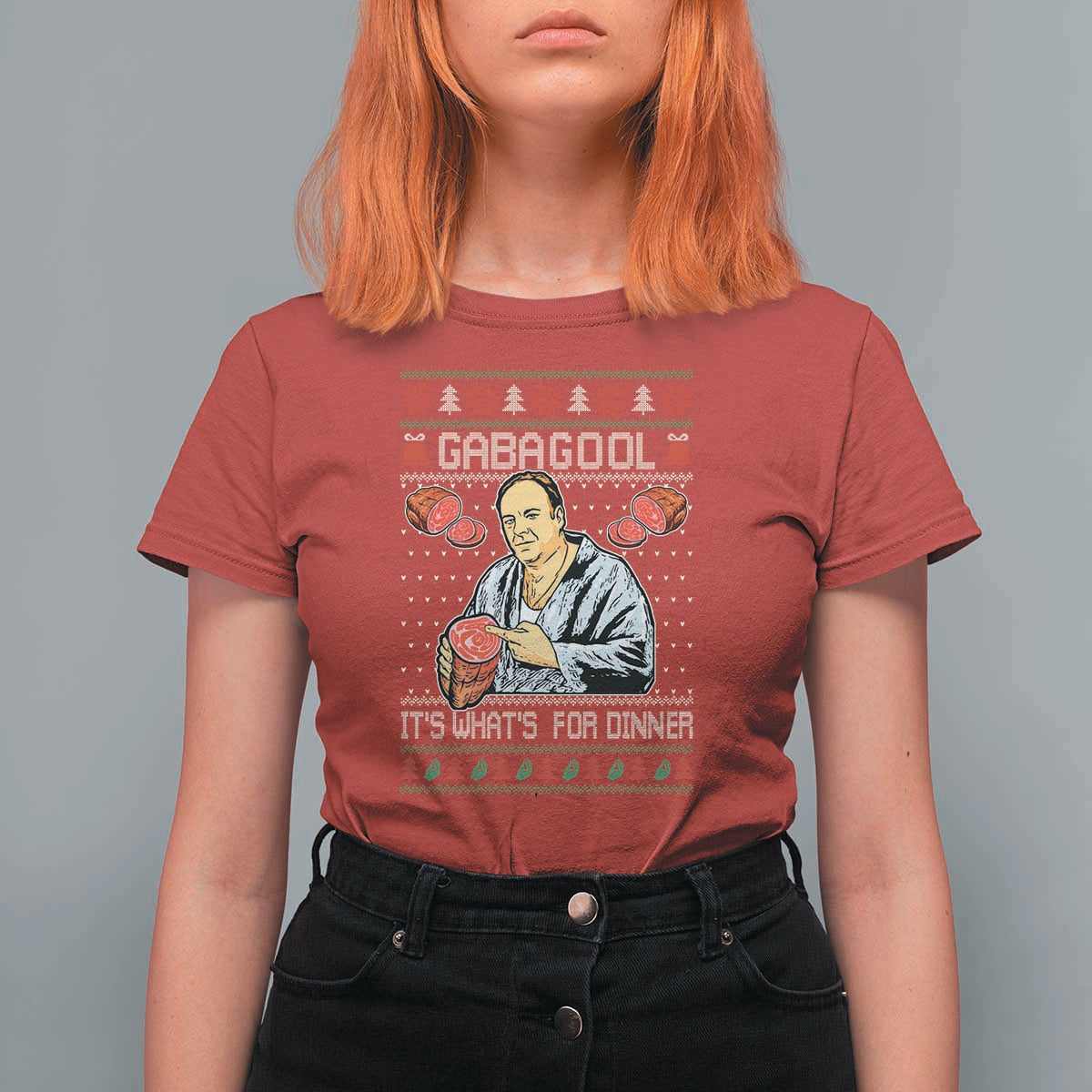 Funny Christmas Mafia T Shirt For Women Gabagool It Is Whats For Dinner Gangster Movie - Wonder Print Shop
