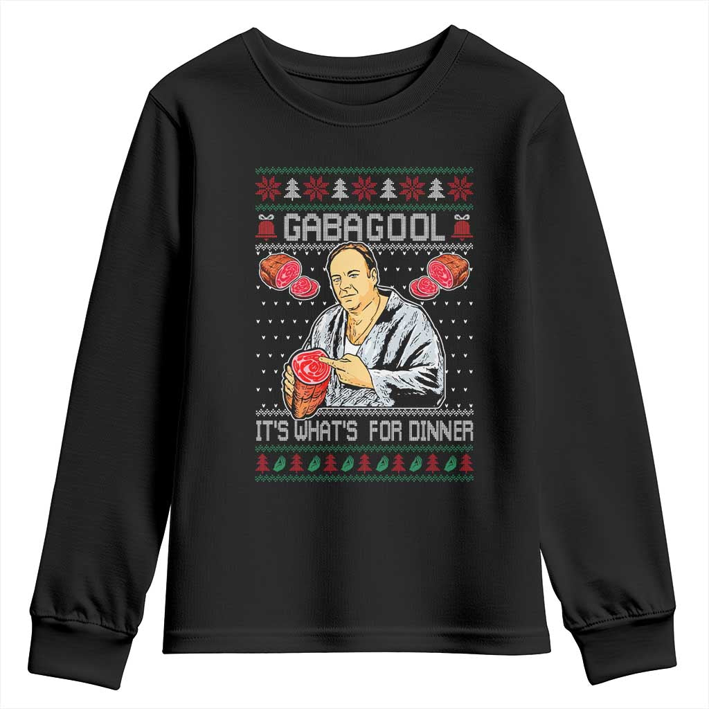 Funny Christmas Mafia Youth Sweatshirt Gabagool It Is Whats For Dinner Gangster Movie - Wonder Print Shop