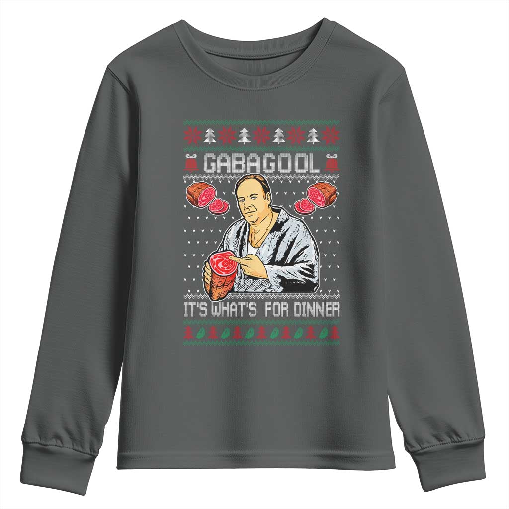 Funny Christmas Mafia Youth Sweatshirt Gabagool It Is Whats For Dinner Gangster Movie - Wonder Print Shop