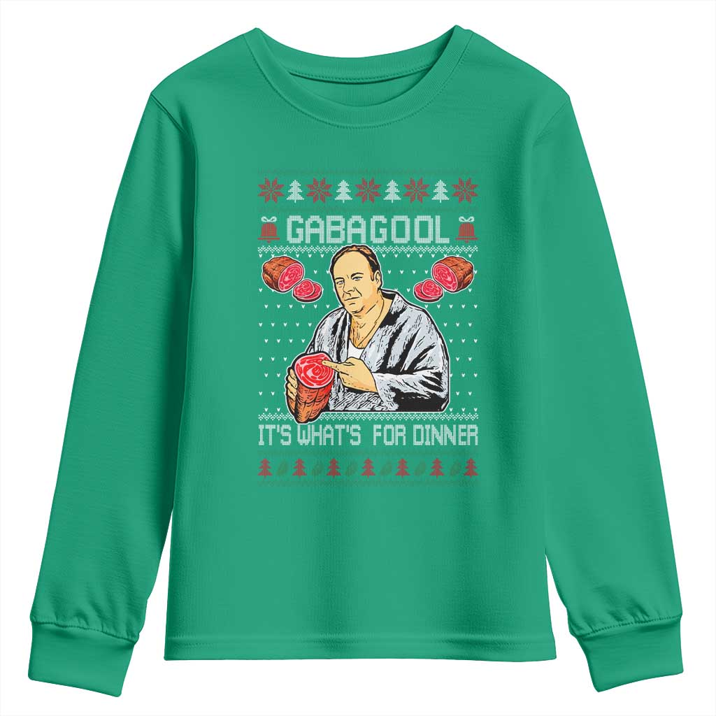 Funny Christmas Mafia Youth Sweatshirt Gabagool It Is Whats For Dinner Gangster Movie - Wonder Print Shop