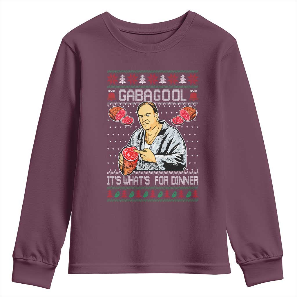 Funny Christmas Mafia Youth Sweatshirt Gabagool It Is Whats For Dinner Gangster Movie - Wonder Print Shop