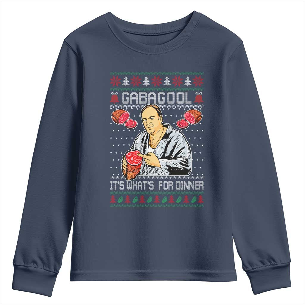 Funny Christmas Mafia Youth Sweatshirt Gabagool It Is Whats For Dinner Gangster Movie - Wonder Print Shop