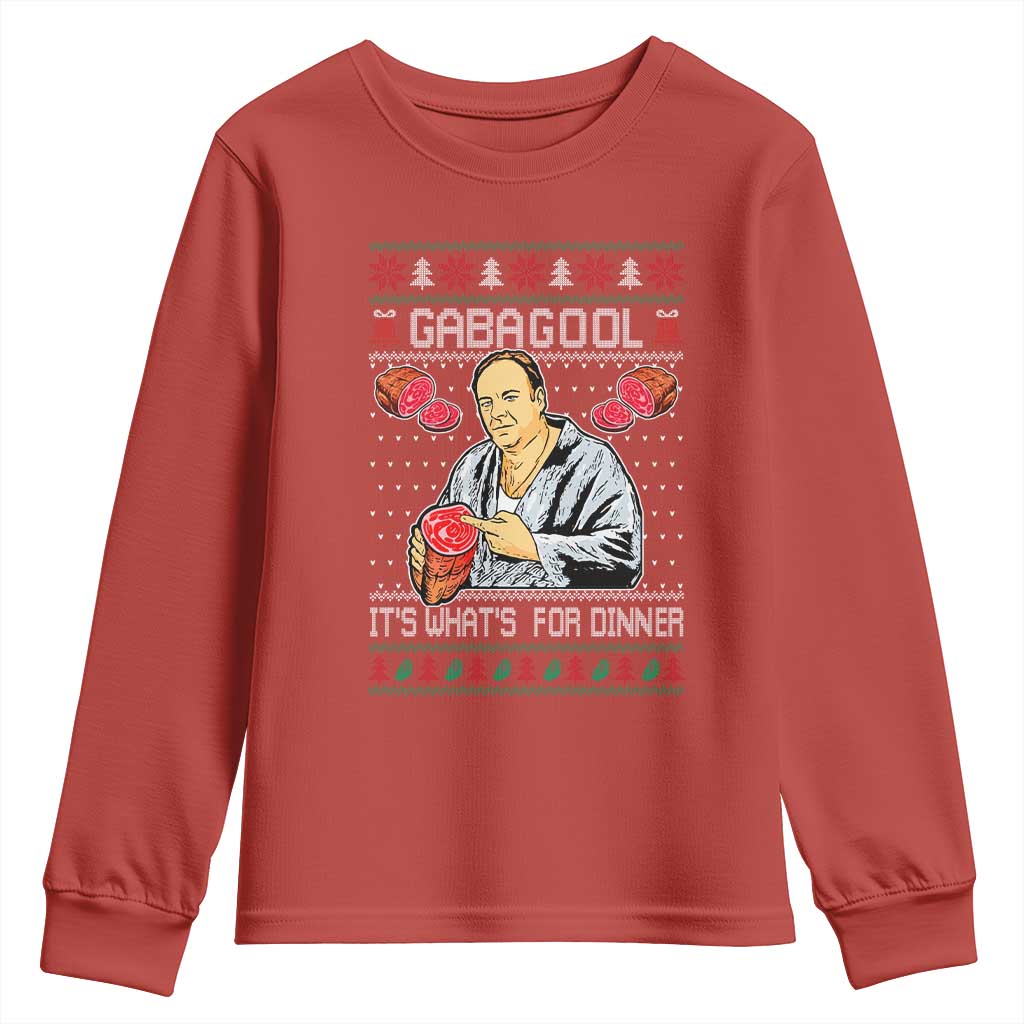 Funny Christmas Mafia Youth Sweatshirt Gabagool It Is Whats For Dinner Gangster Movie - Wonder Print Shop
