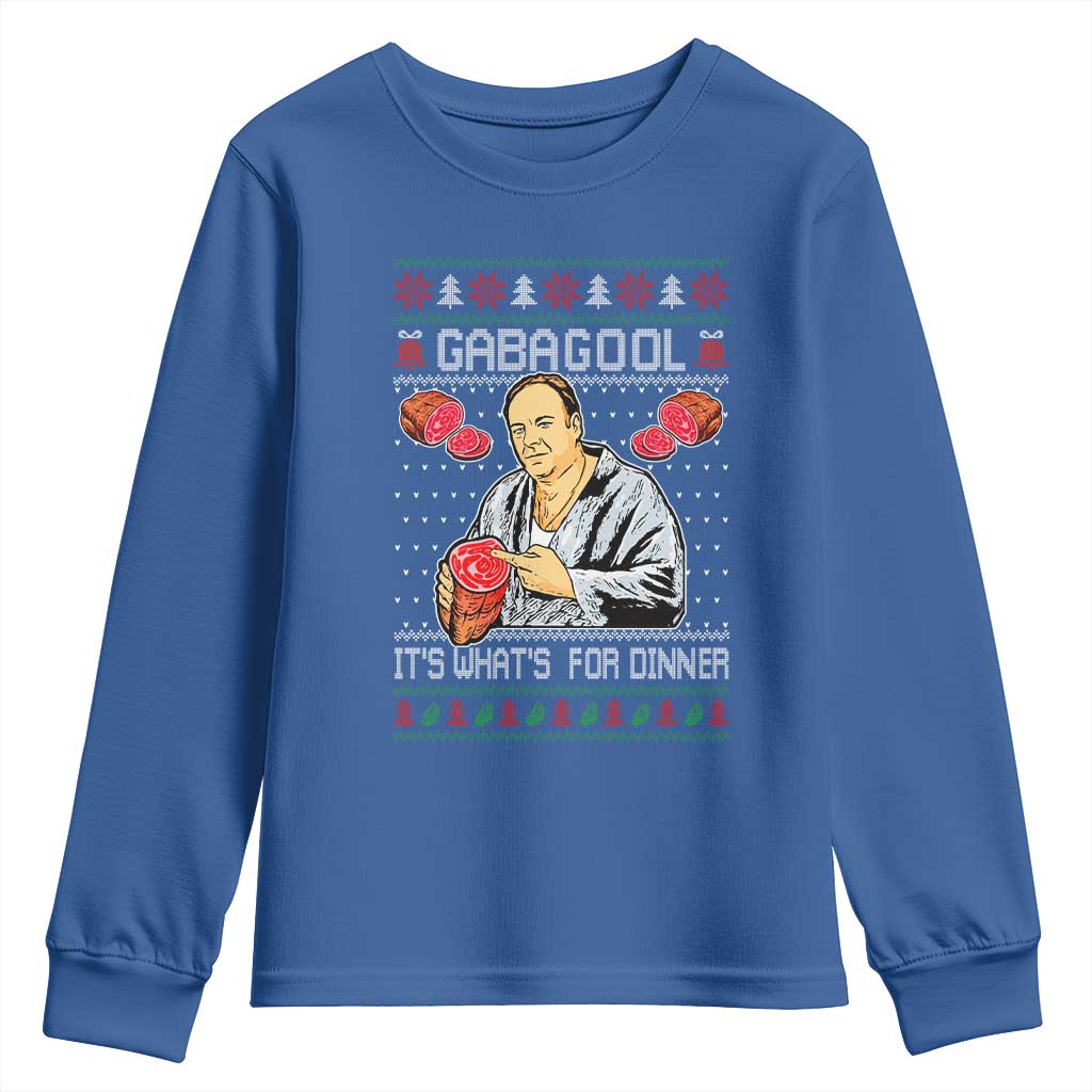 Funny Christmas Mafia Youth Sweatshirt Gabagool It Is Whats For Dinner Gangster Movie - Wonder Print Shop