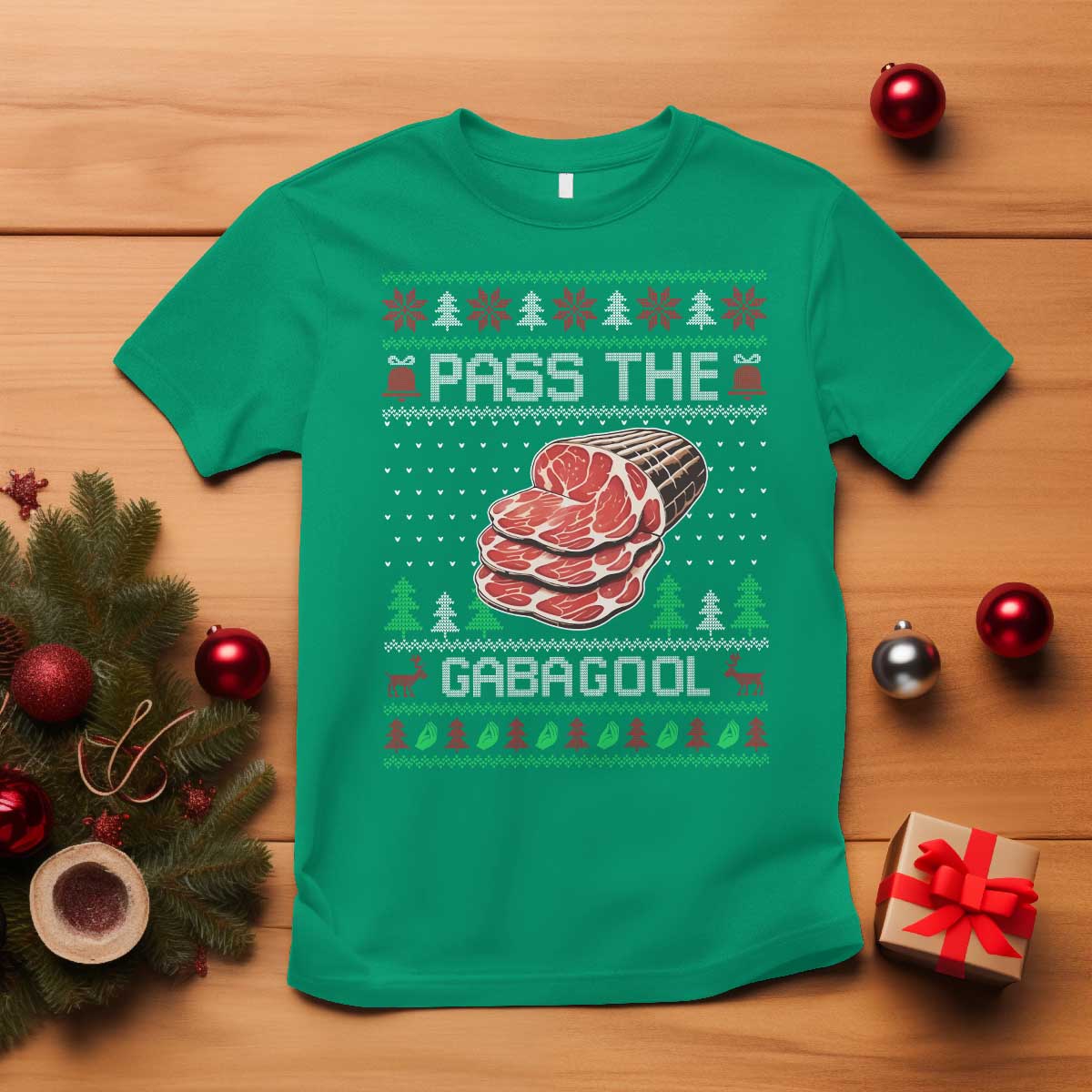Funny Pass The Gabagool Christmas T Shirt Italian Food - Wonder Print Shop