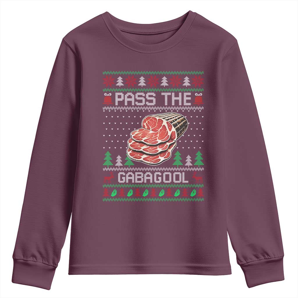Funny Pass The Gabagool Christmas Youth Sweatshirt Italian Food - Wonder Print Shop