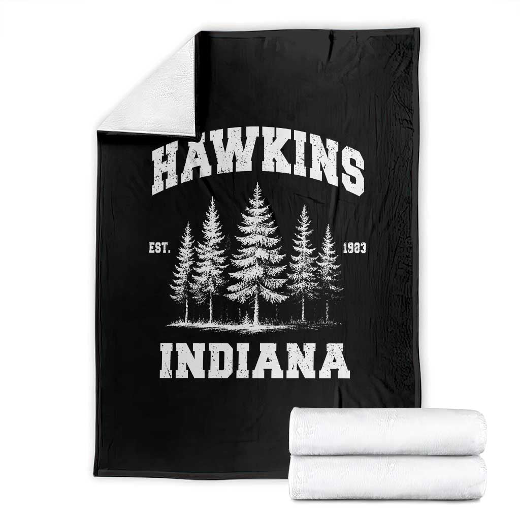 Funny Hawkins Sci Fi Lover Throw Blanket Indiana Strangers Pine Tree - Wonder Print Shop