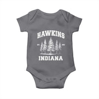 Funny Hawkins Sci Fi Lover Baby Onesie Indiana Strangers Pine Tree - Wonder Print Shop