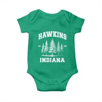 Funny Hawkins Sci Fi Lover Baby Onesie Indiana Strangers Pine Tree - Wonder Print Shop
