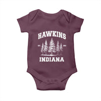Funny Hawkins Sci Fi Lover Baby Onesie Indiana Strangers Pine Tree - Wonder Print Shop