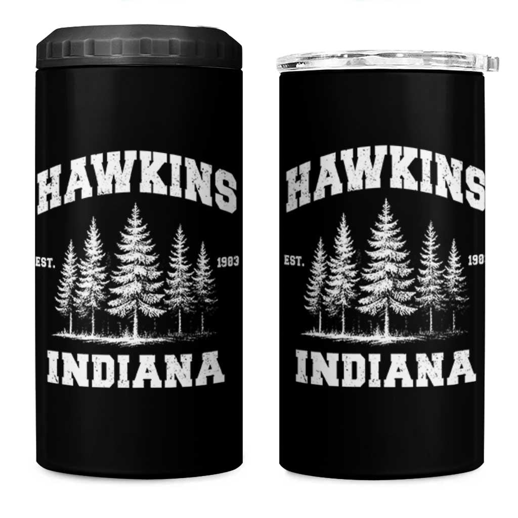 Funny Hawkins Sci Fi Lover 4 in 1 Can Cooler Tumbler Indiana Strangers Pine Tree - Wonder Print Shop