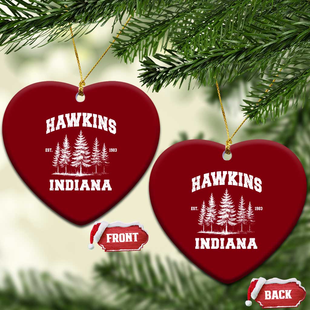 Funny Hawkins Sci Fi Lover Ceramic Ornament Indiana Strangers Pine Tree - Wonder Print Shop