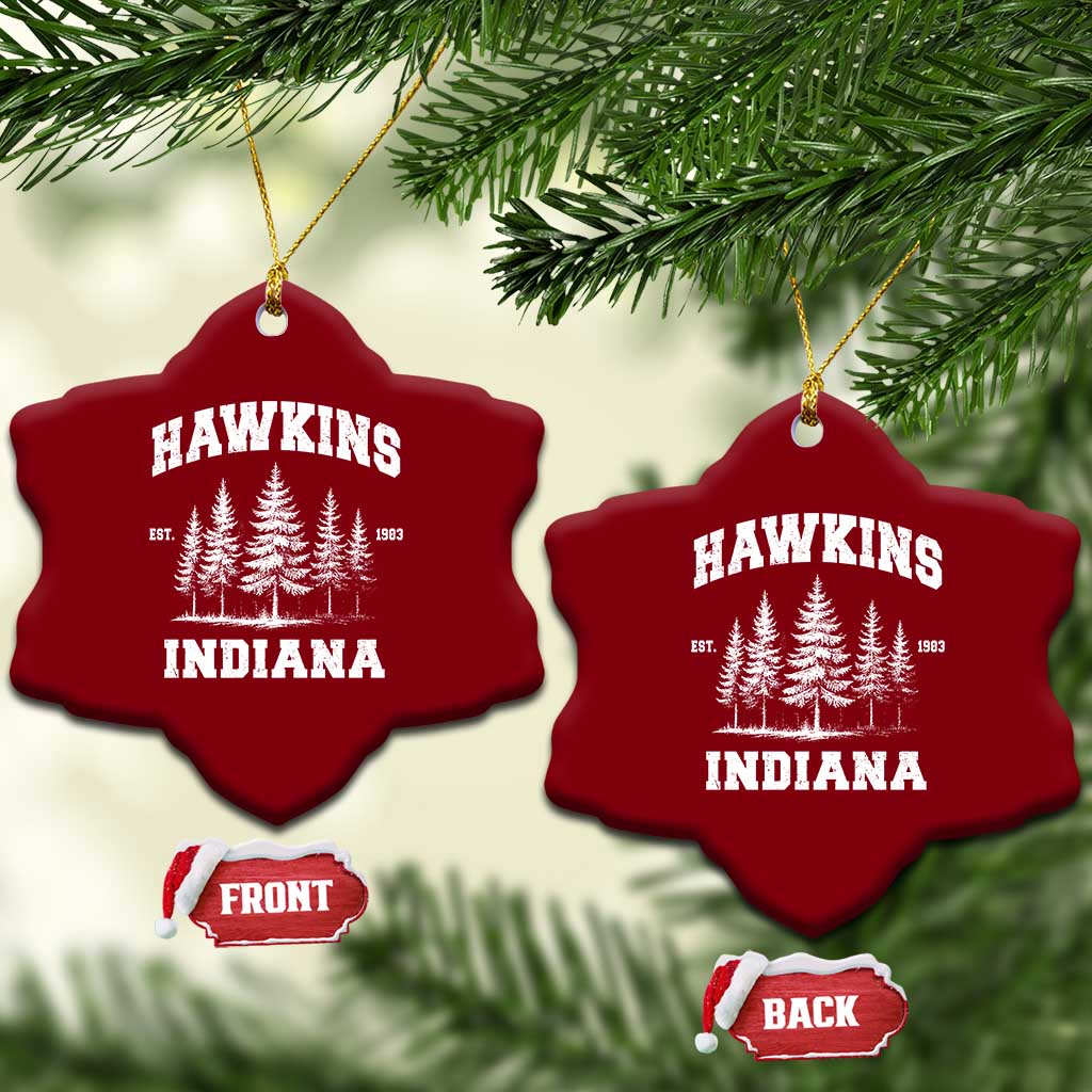 Funny Hawkins Sci Fi Lover Ceramic Ornament Indiana Strangers Pine Tree - Wonder Print Shop