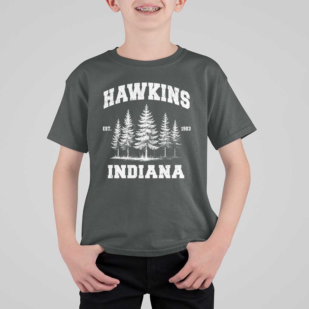 Funny Hawkins Sci Fi Lover T Shirt For Kid Indiana Strangers Pine Tree - Wonder Print Shop