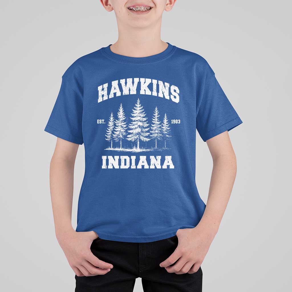 Funny Hawkins Sci Fi Lover T Shirt For Kid Indiana Strangers Pine Tree - Wonder Print Shop