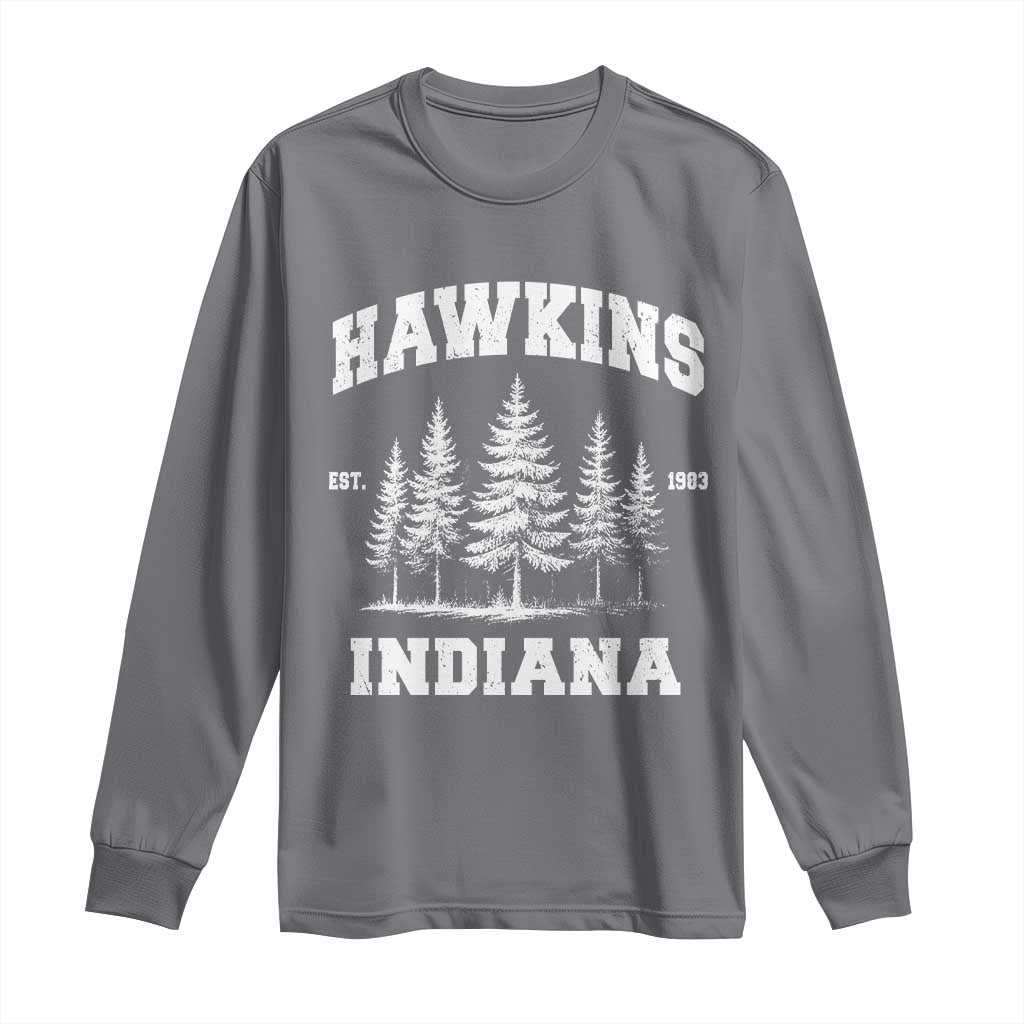 Funny Hawkins Sci Fi Lover Long Sleeve Shirt Indiana Strangers Pine Tree - Wonder Print Shop