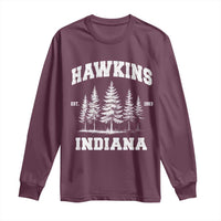 Funny Hawkins Sci Fi Lover Long Sleeve Shirt Indiana Strangers Pine Tree - Wonder Print Shop