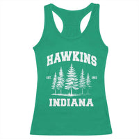 Funny Hawkins Sci Fi Lover Racerback Tank Top Indiana Strangers Pine Tree - Wonder Print Shop