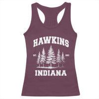 Funny Hawkins Sci Fi Lover Racerback Tank Top Indiana Strangers Pine Tree - Wonder Print Shop