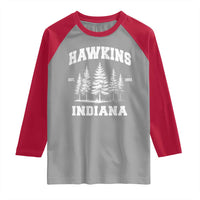 Funny Hawkins Sci Fi Lover Raglan Shirt Indiana Strangers Pine Tree - Wonder Print Shop