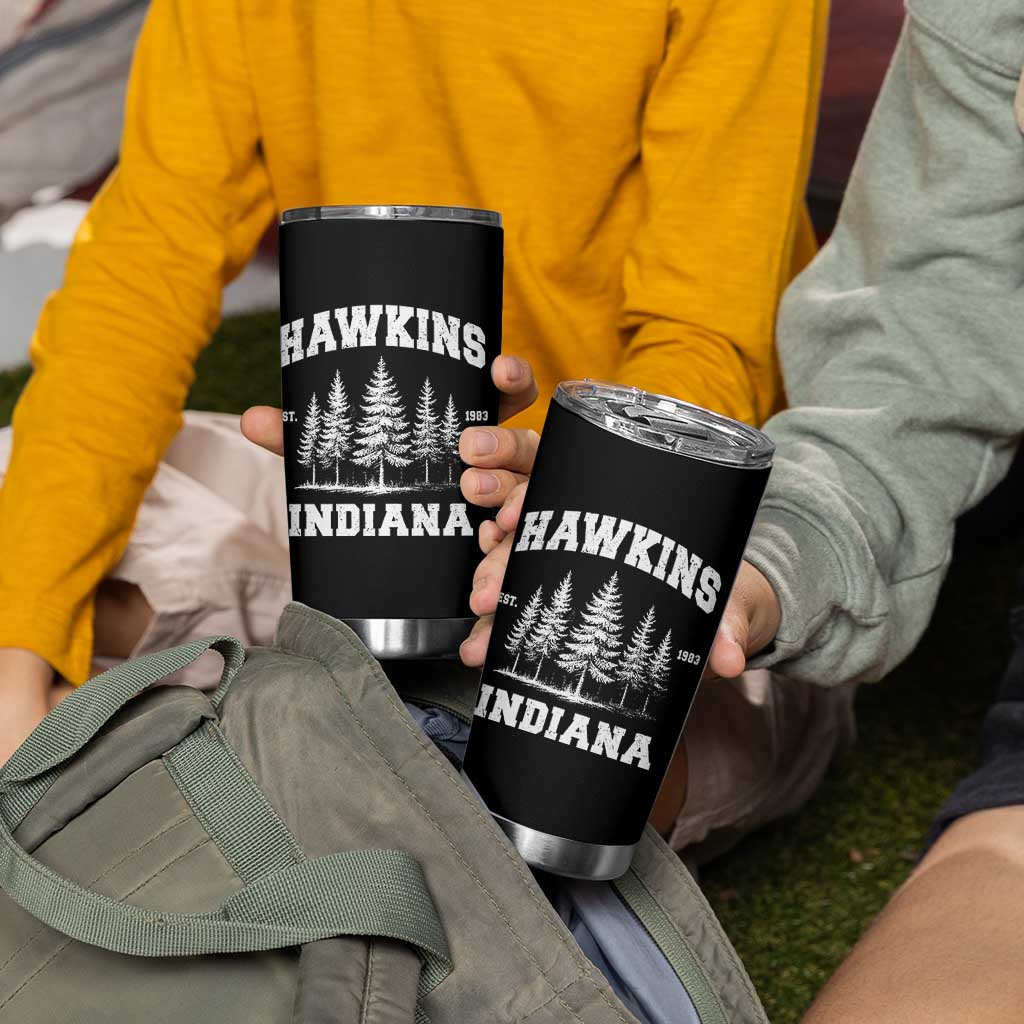 Funny Hawkins Sci Fi Lover Tumbler Cup Indiana Strangers Pine Tree - Wonder Print Shop