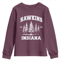 Funny Hawkins Sci Fi Lover Youth Sweatshirt Indiana Strangers Pine Tree - Wonder Print Shop
