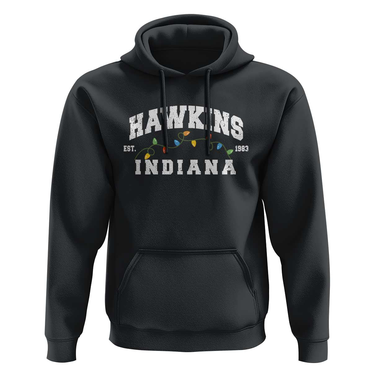 Funny Stranger Christmas Hoodie Hawkins Xmas Lights - Wonder Print Shop