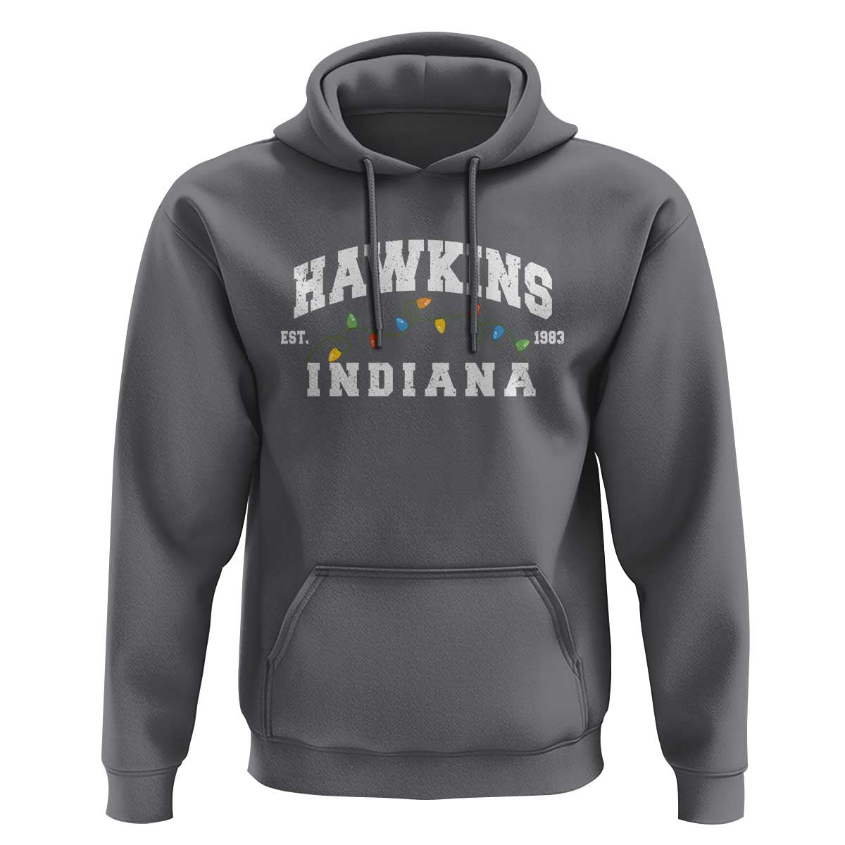 Funny Stranger Christmas Hoodie Hawkins Xmas Lights - Wonder Print Shop