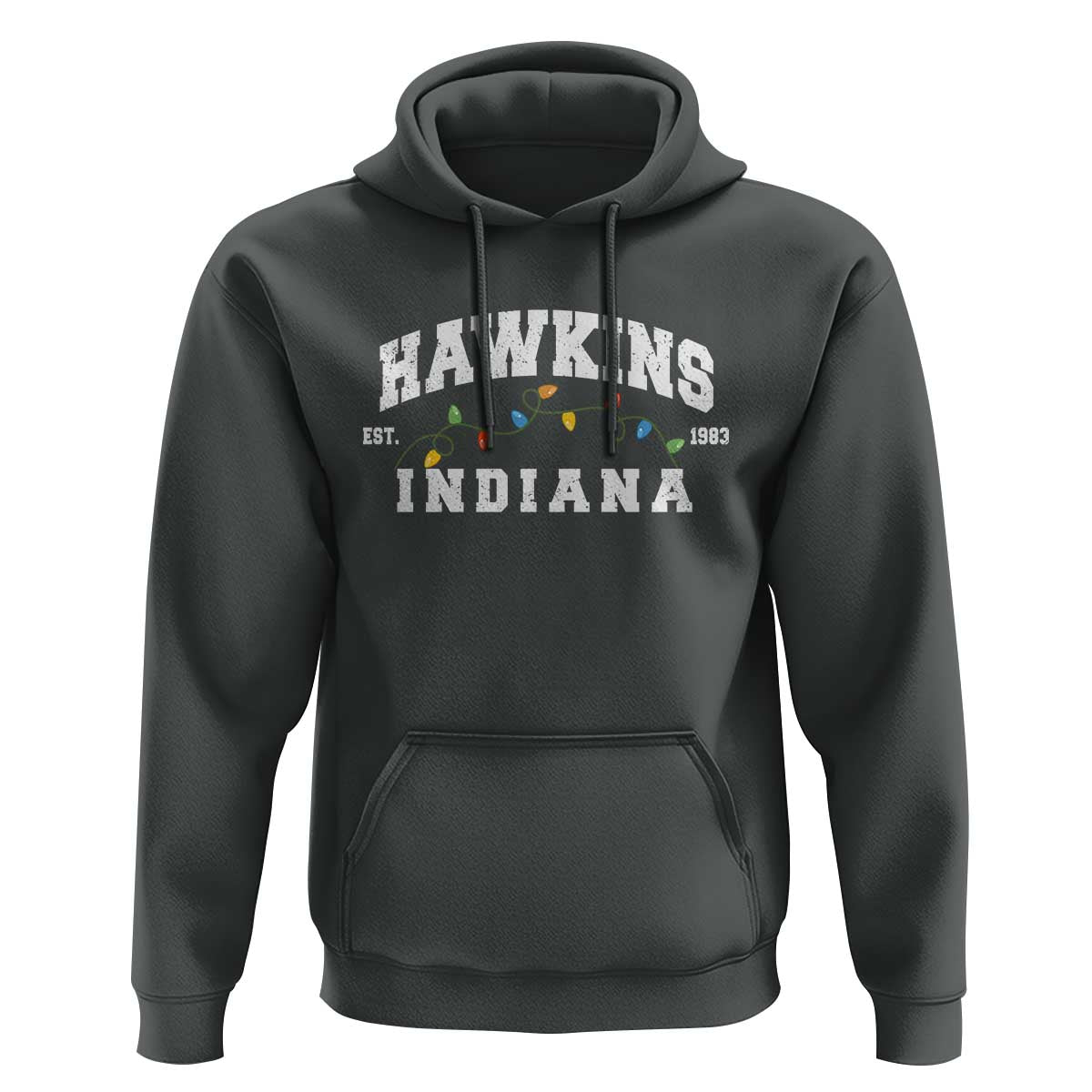 Funny Stranger Christmas Hoodie Hawkins Xmas Lights - Wonder Print Shop