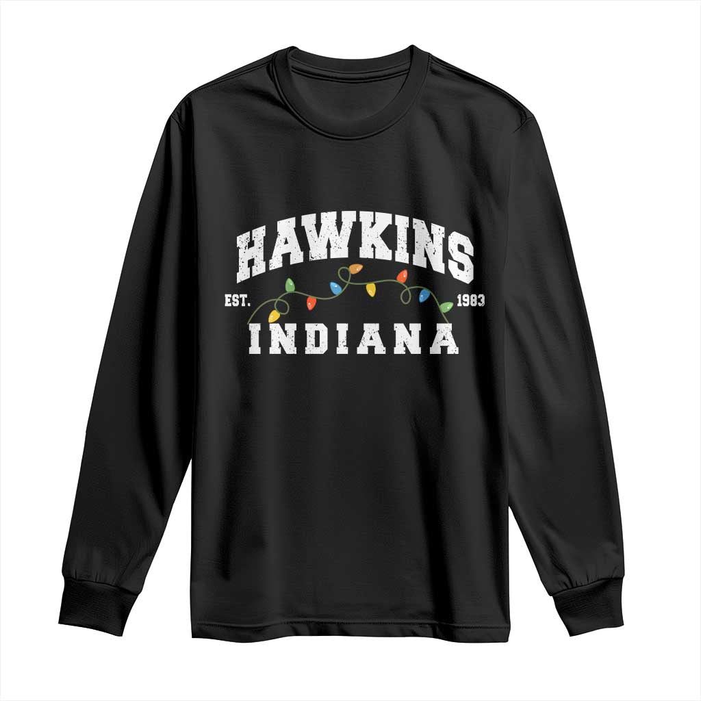 Funny Stranger Christmas Long Sleeve Shirt Hawkins Xmas Lights - Wonder Print Shop