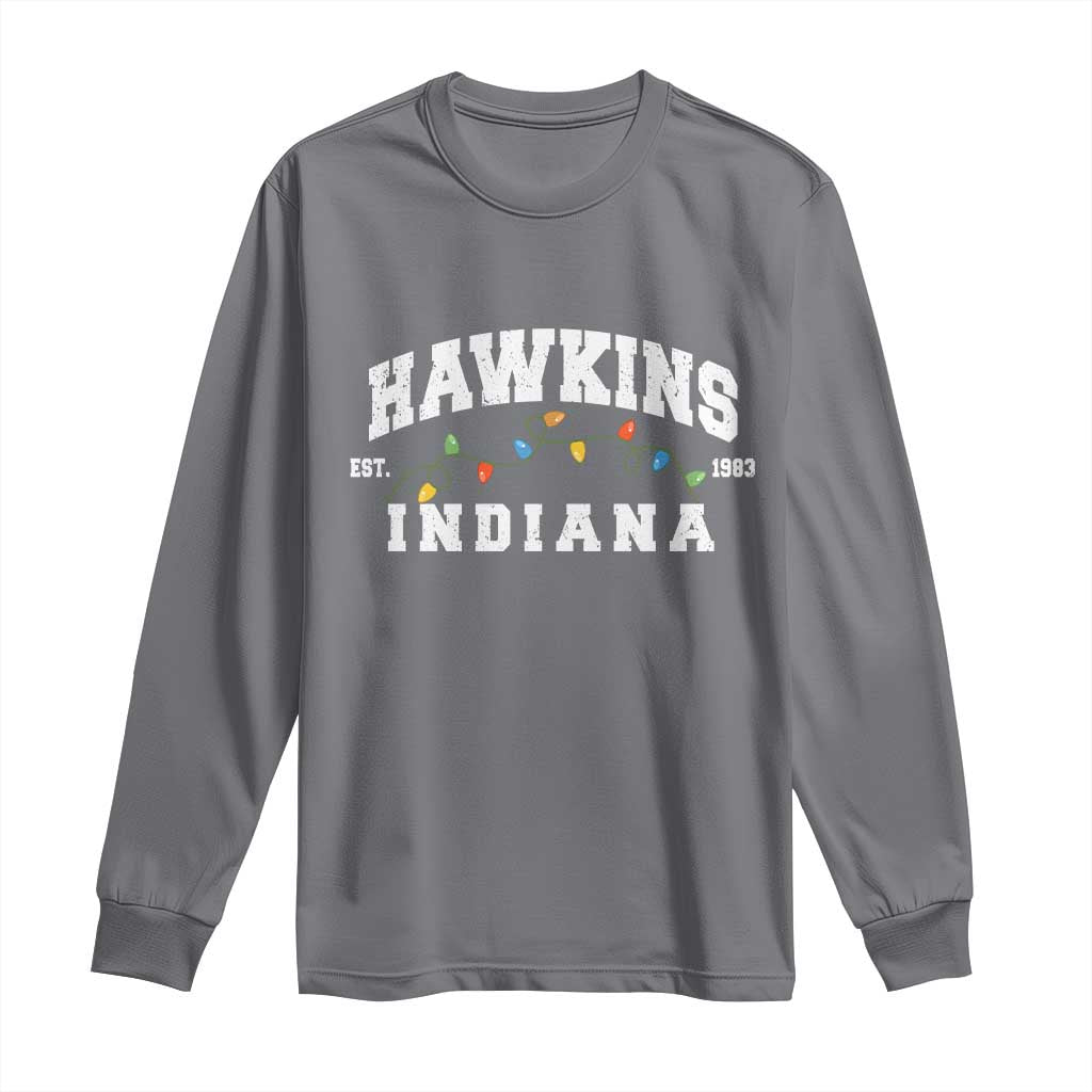 Funny Stranger Christmas Long Sleeve Shirt Hawkins Xmas Lights - Wonder Print Shop
