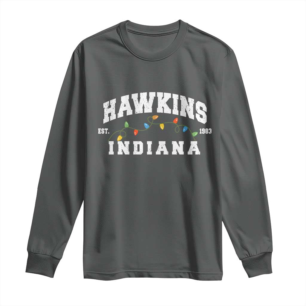 Funny Stranger Christmas Long Sleeve Shirt Hawkins Xmas Lights - Wonder Print Shop