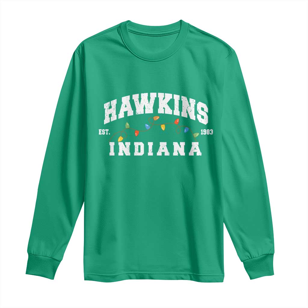 Funny Stranger Christmas Long Sleeve Shirt Hawkins Xmas Lights - Wonder Print Shop