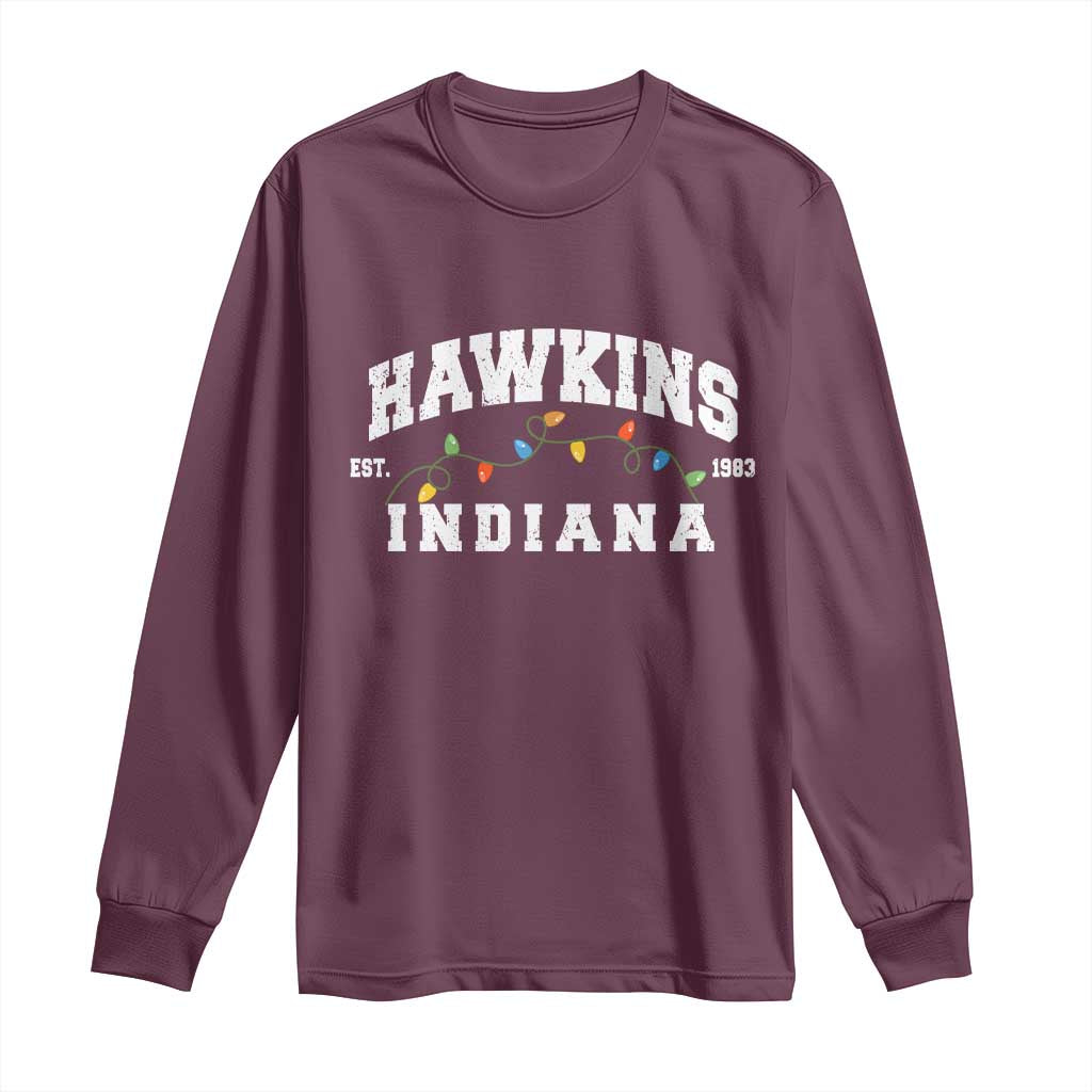 Funny Stranger Christmas Long Sleeve Shirt Hawkins Xmas Lights - Wonder Print Shop