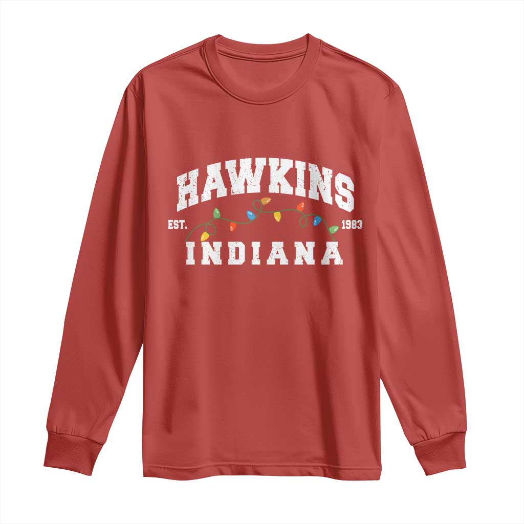 Funny Stranger Christmas Long Sleeve Shirt Hawkins Xmas Lights - Wonder Print Shop