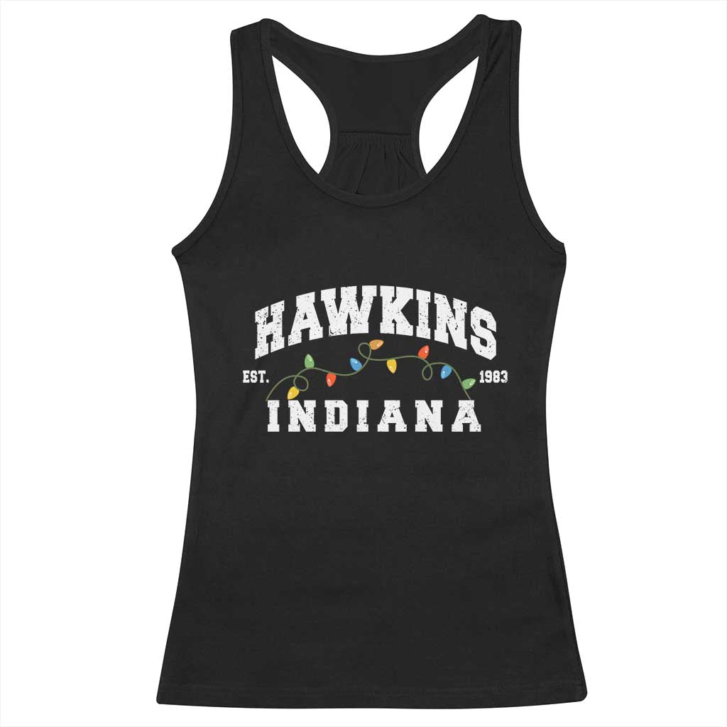 Funny Stranger Christmas Racerback Tank Top Hawkins Xmas Lights - Wonder Print Shop