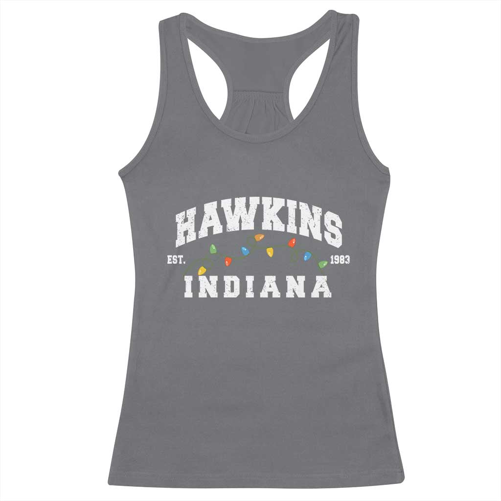 Funny Stranger Christmas Racerback Tank Top Hawkins Xmas Lights - Wonder Print Shop